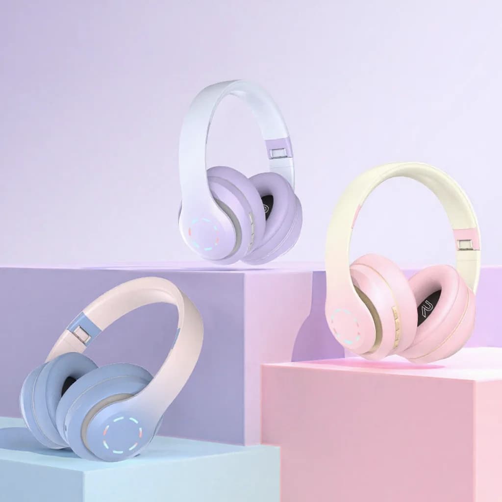 Cuffie Wireless Circumaurali con Luci LED e Radio FM