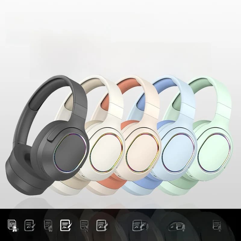 Cuffie Bluetooth Wireless Over-Ear con Luci LED e Radio FM