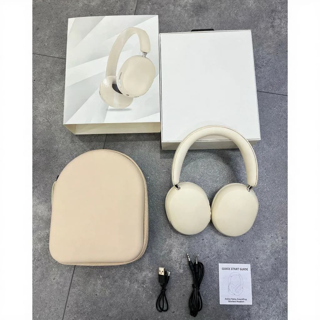 Cuffie Wireless ANC Over-Ear con Padiglioni in Pelle Proteica
