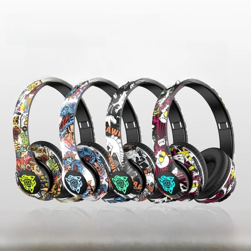 Cuffie Wireless Over-Ear Graffiti con Radio FM e Slot TF