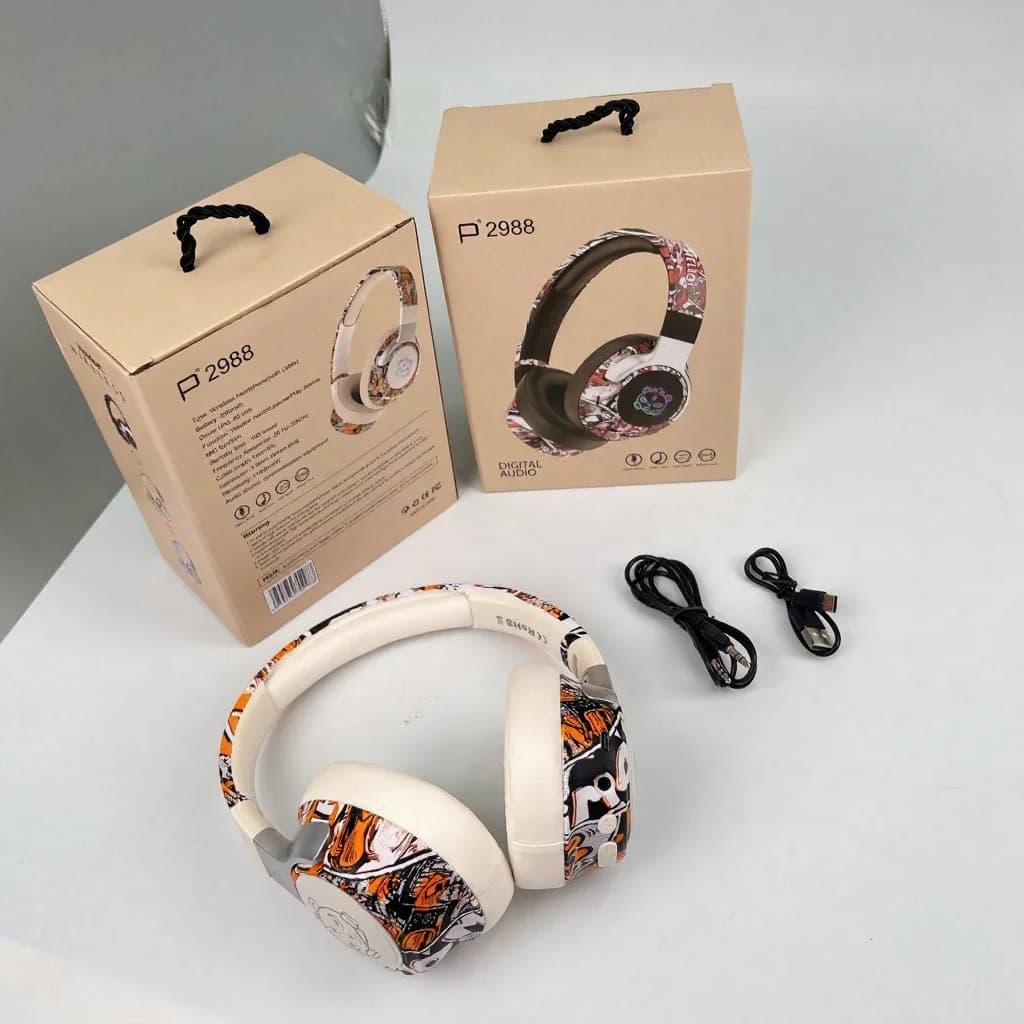 Cuffie Bluetooth Over-Ear Graffiti con Luci RGB e Microfono