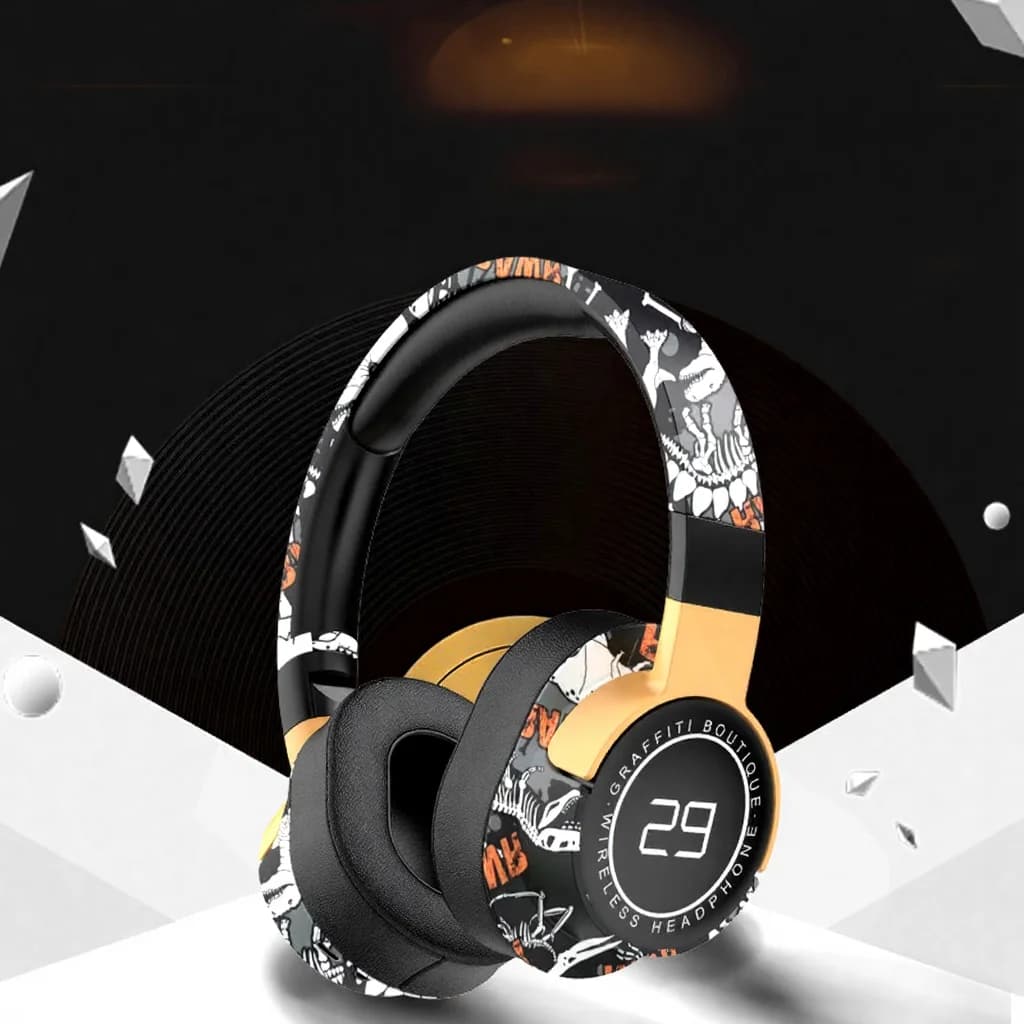 Cuffie Wireless Bluetooth Over-Ear con Radio FM e Bassi Profondi