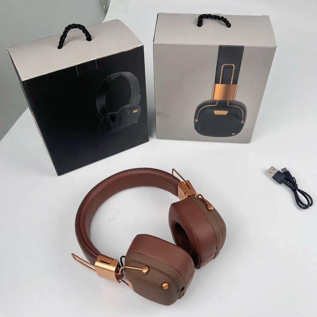 Cuffie Bluetooth Retro Over-Ear con Modalità EQ e Design Pieghevole