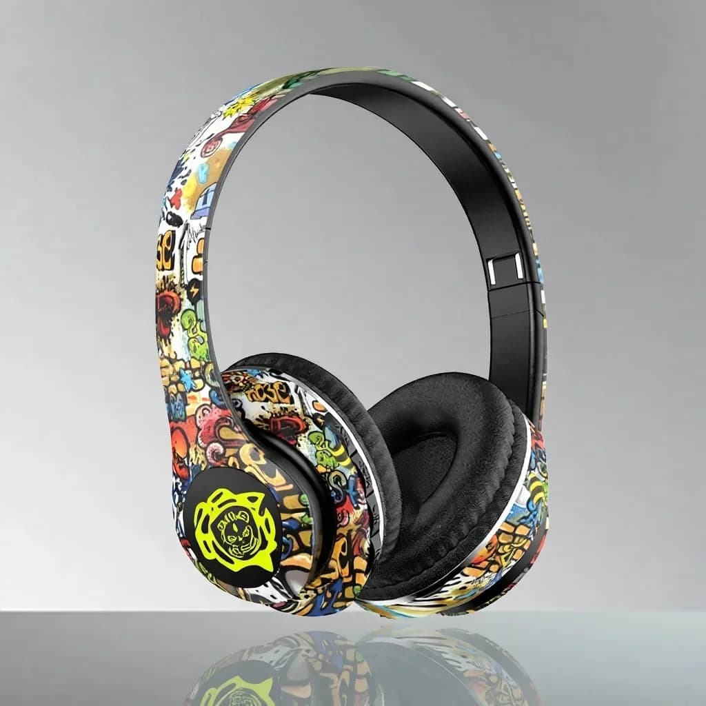 Cuffie Wireless Bluetooth Over-Ear Pieghevoli Design Graffiti