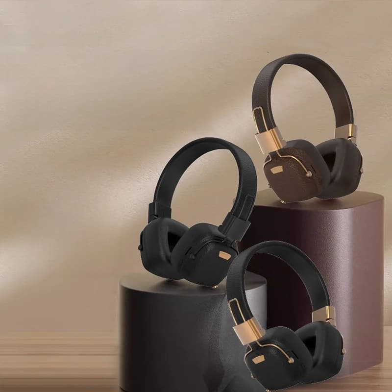 Cuffie Bluetooth Retro Over-Ear con Modalità EQ e Design Pieghevole