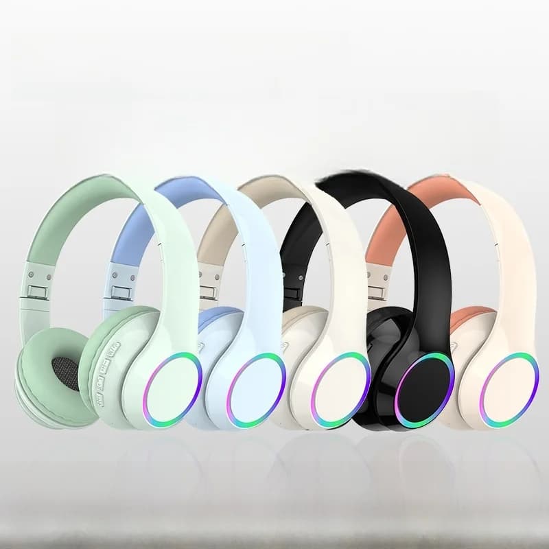 Cuffie Wireless Bluetooth Over-Ear con Luci LED e Microfono