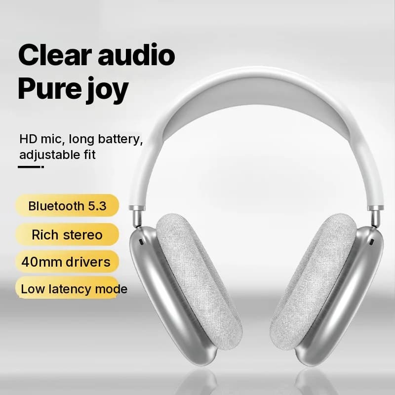 Cuffie Wireless Bluetooth Over-Ear con Bassi Profondi e Ricarica Type-C