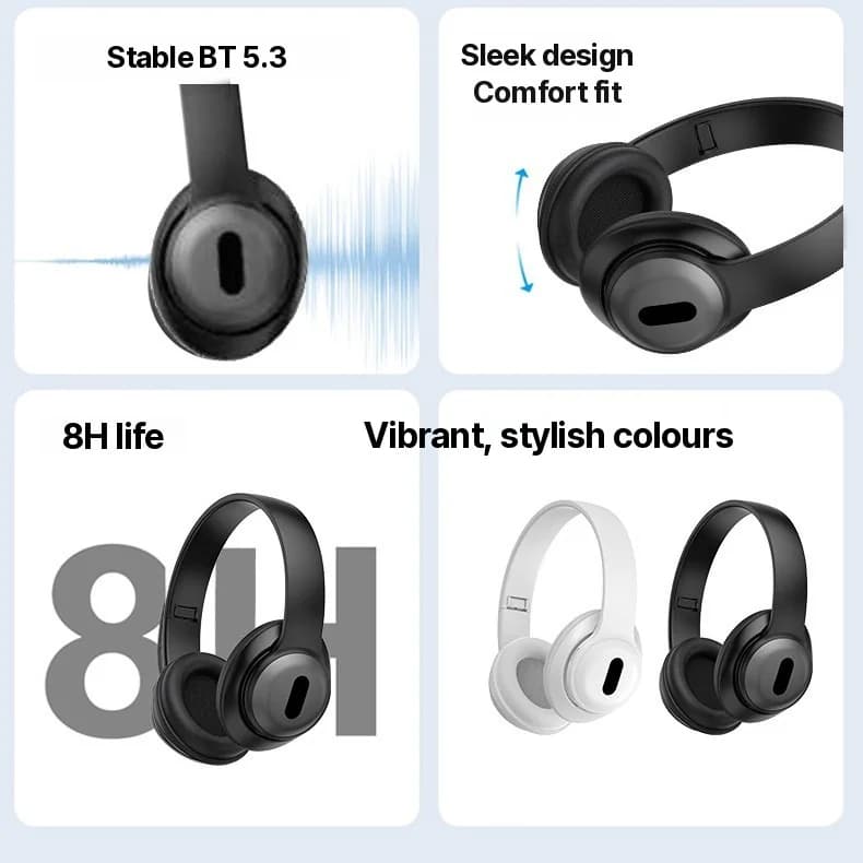 Cuffie Wireless Over-Ear Bluetooth con Radio FM e Slot per Scheda TF