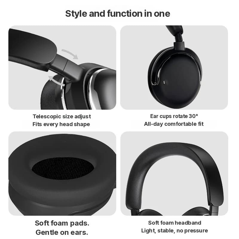 Cuffie Wireless Over-Ear con Cancellazione Attiva del Rumore e Lunga Autonomia