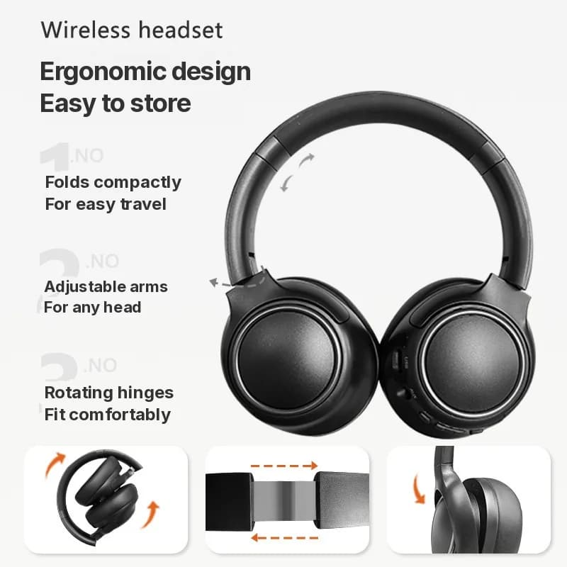 Cuffie Wireless Over-Ear con Cancellazione del Rumore e Lunga Durata della Batteria