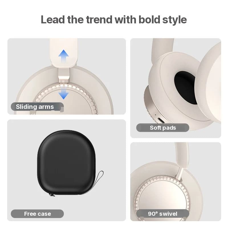 Cuffie Wireless Bluetooth Over-Ear con Cancellazione Attiva del Rumore e Microfono