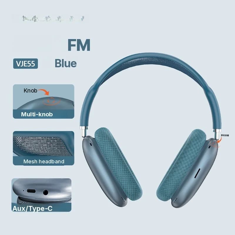 Cuffie Over-Ear Bluetooth 5.4 con Manopola Rotante e Radio FM