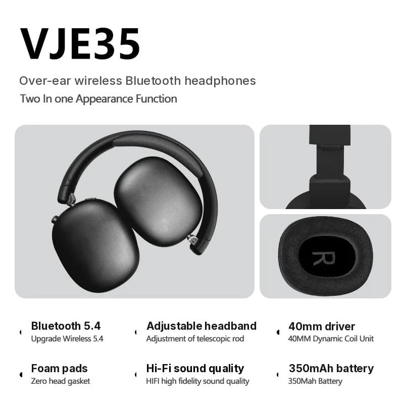 Cuffie Wireless Bluetooth Over-Ear con Radio FM e Slot TF