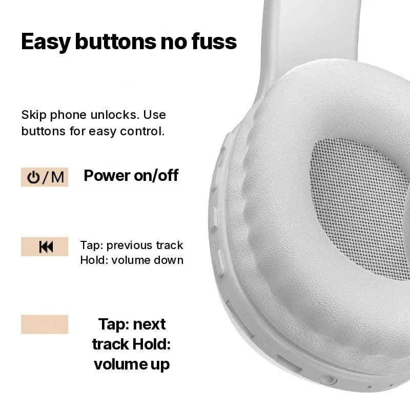 Cuffie Bluetooth Over-Ear con Slot per Scheda TF e Ingresso AUX