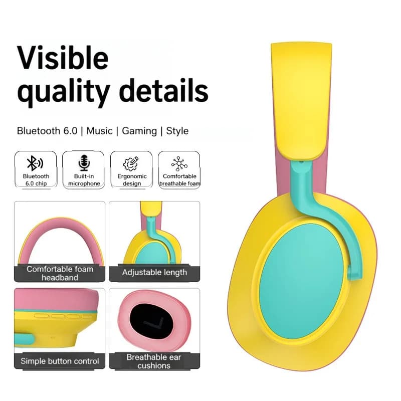 Cuffie Wireless Over-Ear con Radio FM e Lunga Durata della Batteria