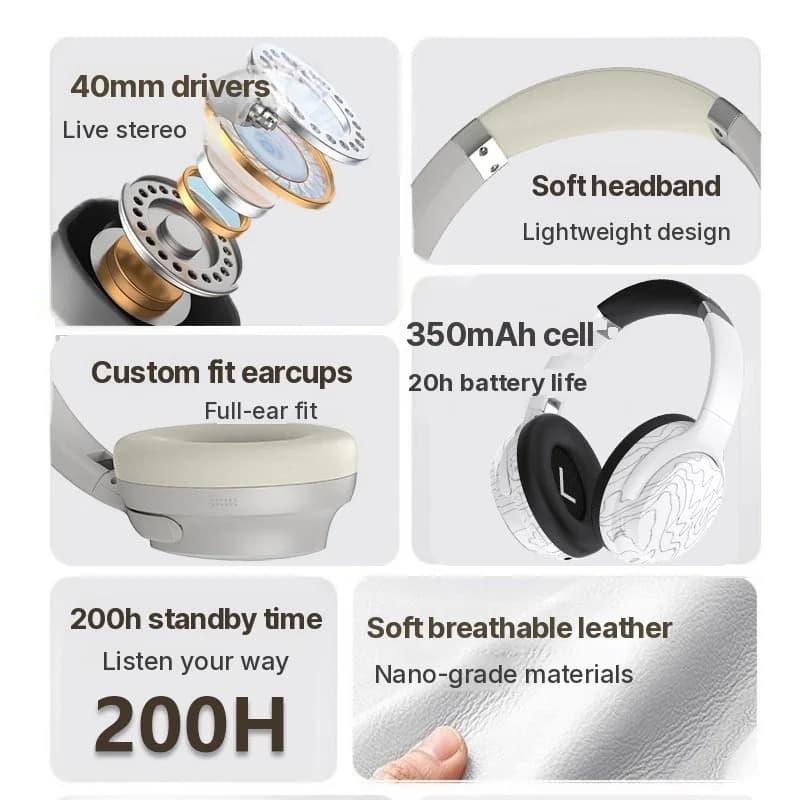 Cuffie Bluetooth Wireless Over-Ear con Multi-EQ e Lunga Autonomia