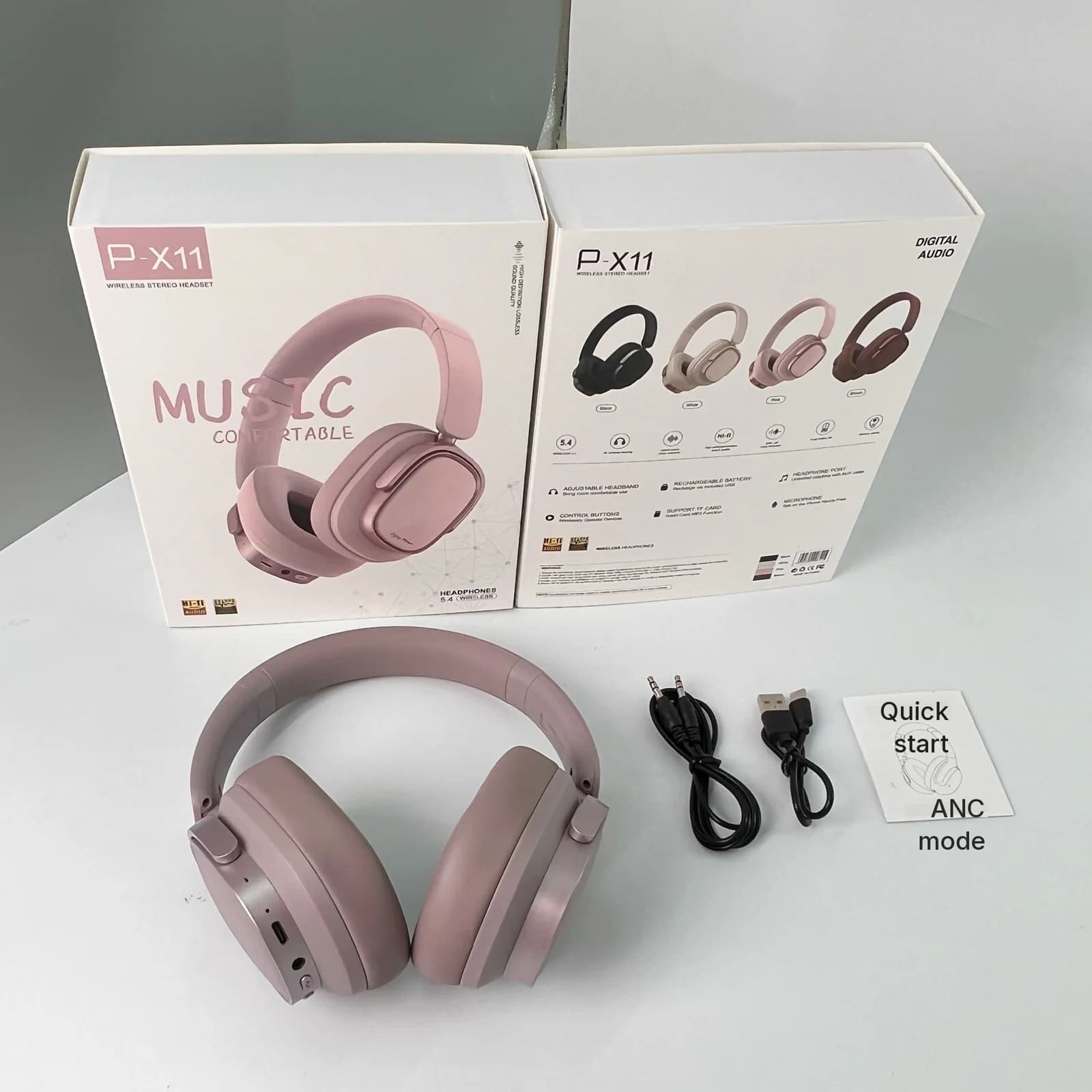 Cuffie Wireless Over-Ear Retro con Cancellazione Attiva del Rumore