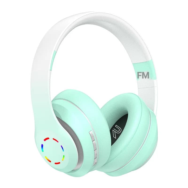 Cuffie Wireless Circumaurali con Luci LED e Radio FM