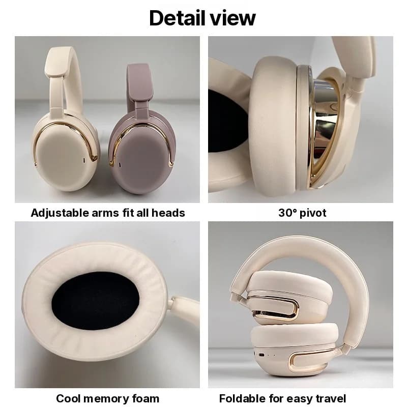 Cuffie Wireless Over-Ear con Cancellazione Attiva del Rumore e Microfono