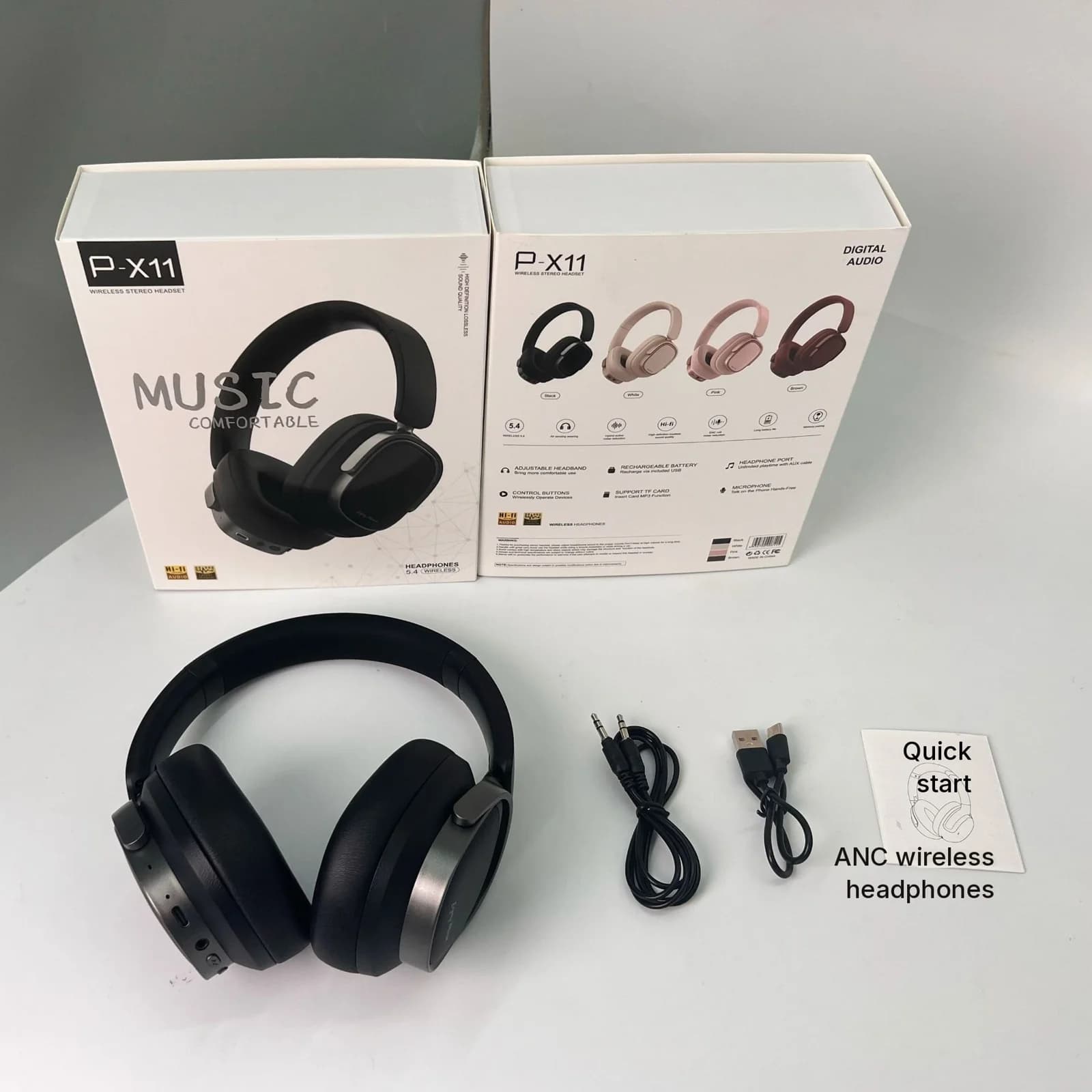Cuffie Wireless Over-Ear Retro con Cancellazione Attiva del Rumore