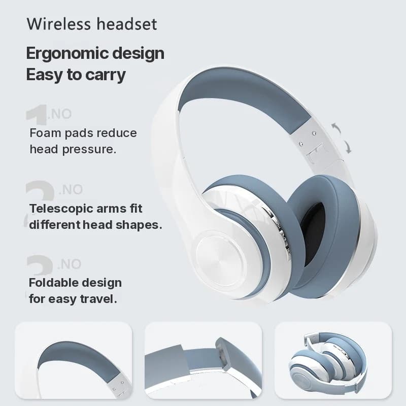 Cuffie Wireless Over-Ear con Radio FM e Slot per Scheda TF