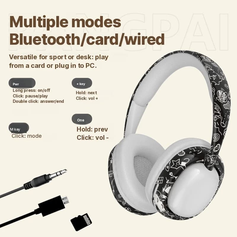 Cuffie Bluetooth Over-Ear con Bassi Profondi e Connettività Wireless