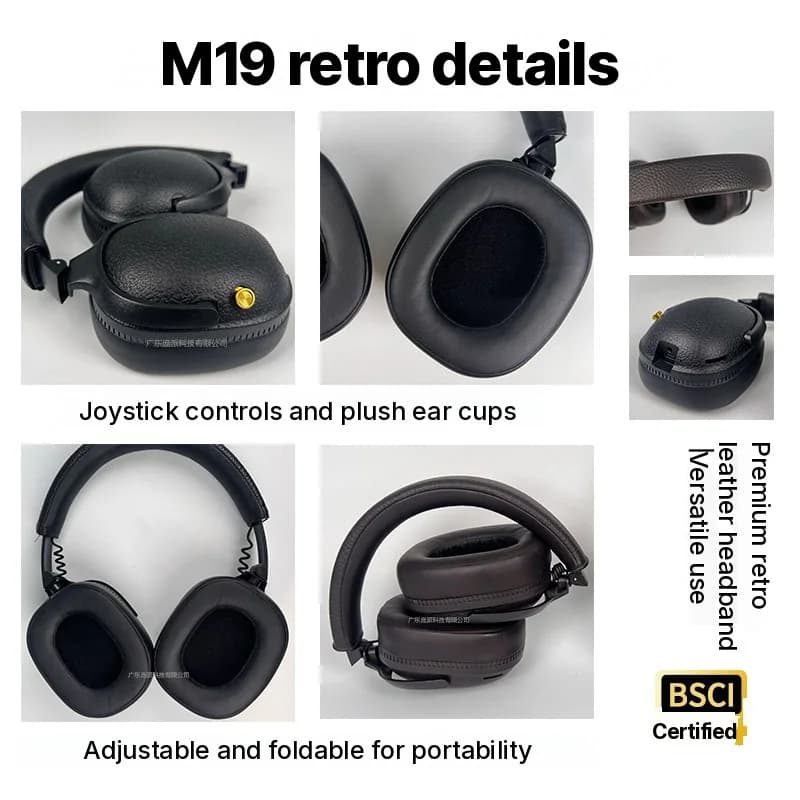 Cuffie Bluetooth Retro Over-Ear Wireless Stereo con Microfono