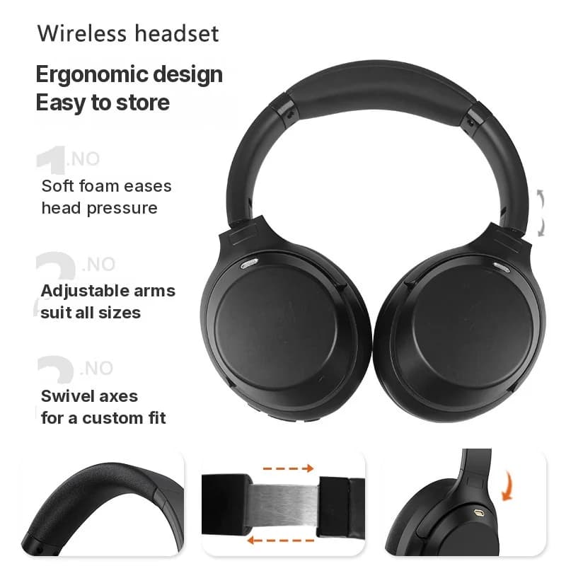 Cuffie Bluetooth Wireless Over-Ear con Cancellazione Attiva del Rumore