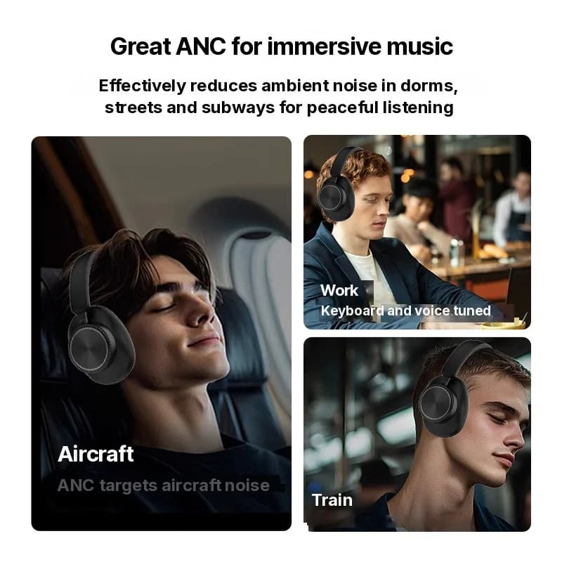 Cuffie Wireless Over-Ear con Cancellazione Attiva del Rumore e Batteria da 35H