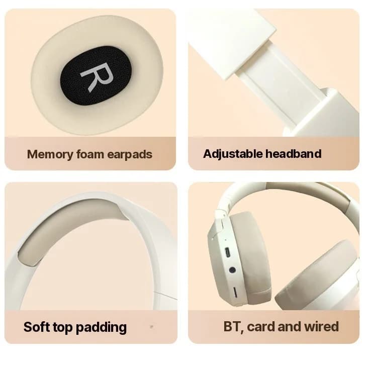 Cuffie Bluetooth Over-Ear con Bassi, Supporto AUX e Scheda TF