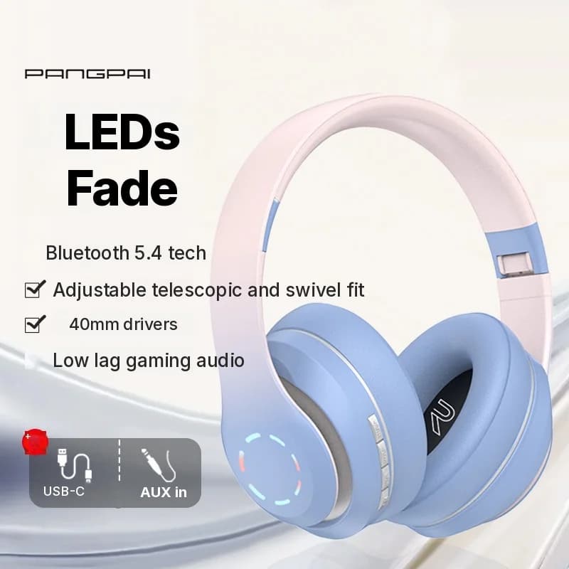 Cuffie Wireless Circumaurali con Luci LED e Radio FM