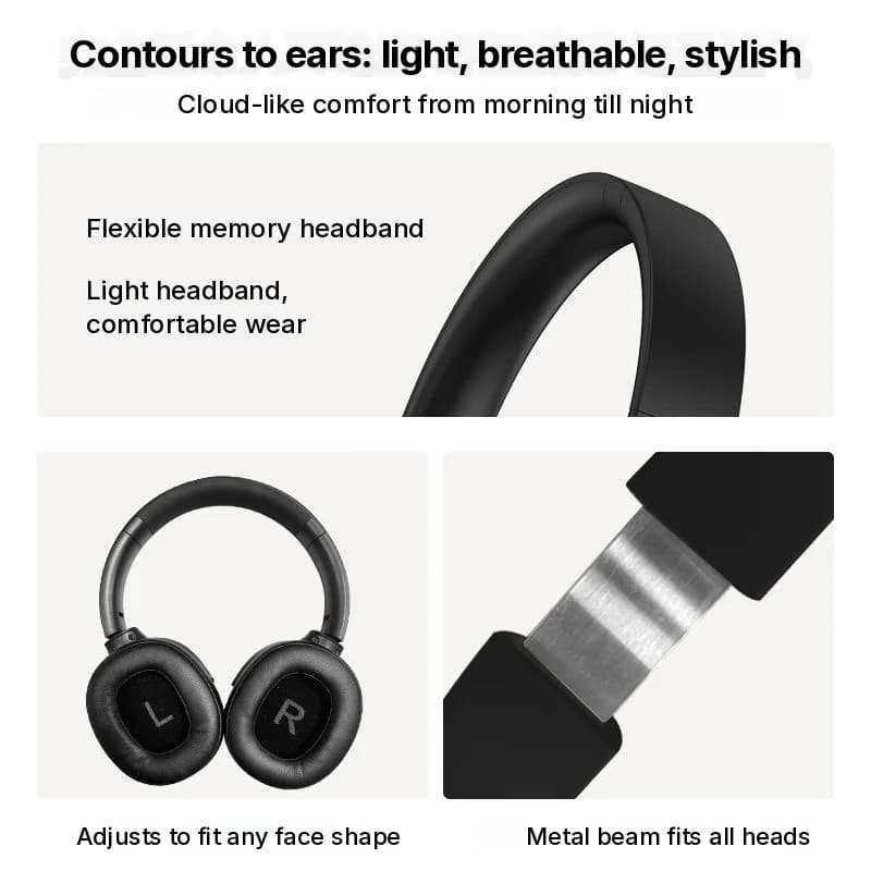 Cuffie Bluetooth Wireless Over-Ear con Cancellazione Attiva del Rumore e Lunga Autonomia