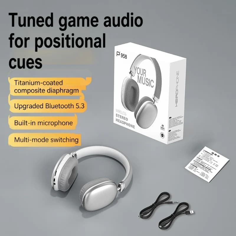 Cuffie Wireless Over-Ear con Radio FM e Slot per Scheda TF