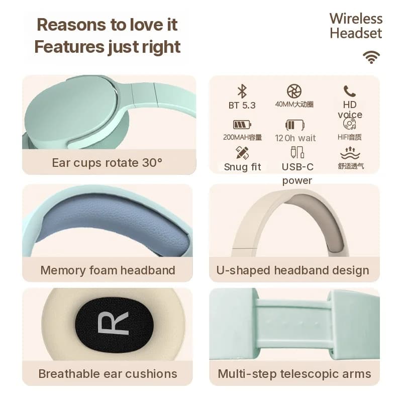 Cuffie Wireless Bluetooth Over-Ear con Radio FM e Slot per Scheda TF