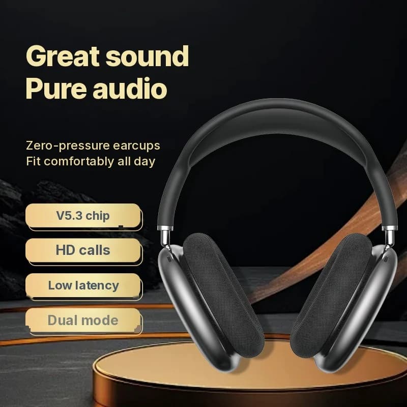 Cuffie Wireless Bluetooth Over-Ear con Bassi Profondi e Ricarica Type-C