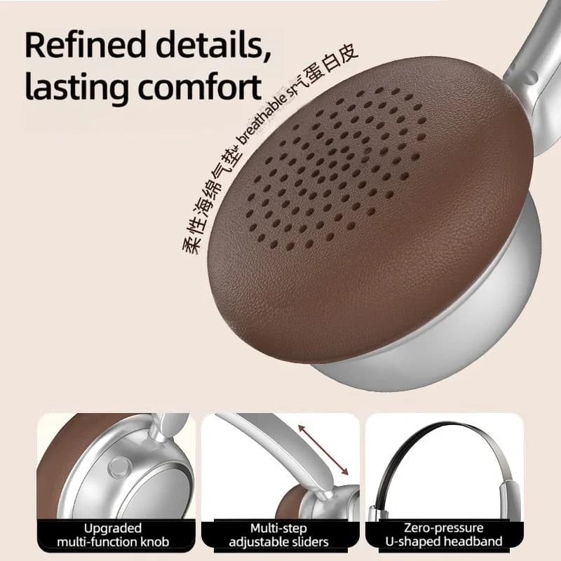Cuffie Wireless Bluetooth Retro con Archetto in Metallo e Lunga Autonomia