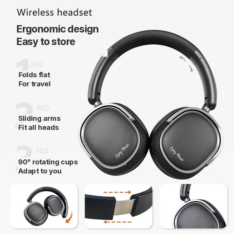 Cuffie Bluetooth Retro Over-Ear con Cancellazione Attiva del Rumore