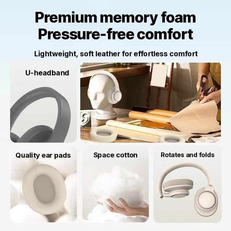 Cuffie Wireless Circumaurali con Cancellazione Attiva del Rumore e Bluetooth 5.4