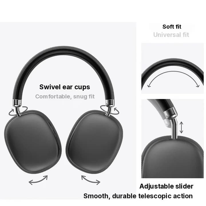 Cuffie Wireless Bluetooth Over-Ear con Bassi Profondi e Ricarica Type-C