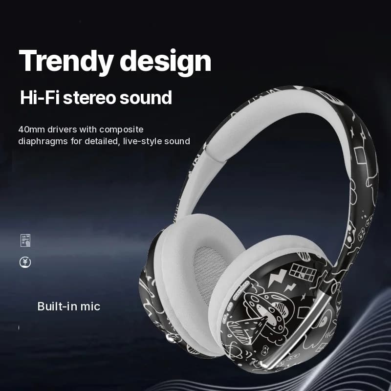 Cuffie Bluetooth Over-Ear con Slot per Scheda TF e Connettività Wireless