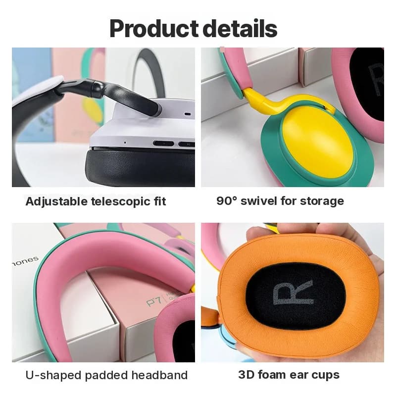 Cuffie Wireless Over-Ear Bluetooth con Microfono, Radio FM, Type-C