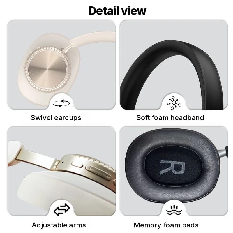 Cuffie Wireless Bluetooth Circumaurali con Cancellazione del Rumore e Custodia