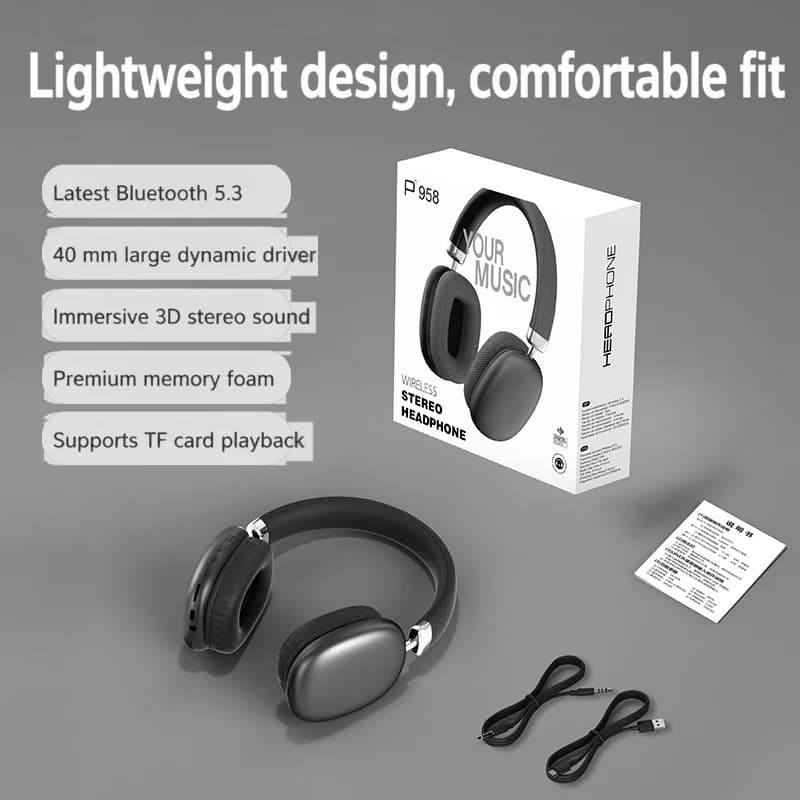 Cuffie Wireless Over-Ear con Radio FM e Slot per Scheda TF