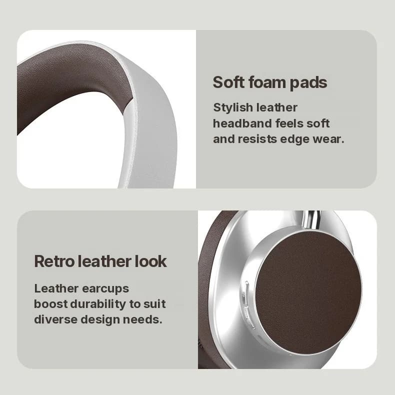 Cuffie Wireless Bluetooth Over-Ear Retrò con Radio FM e Slot per Scheda TF