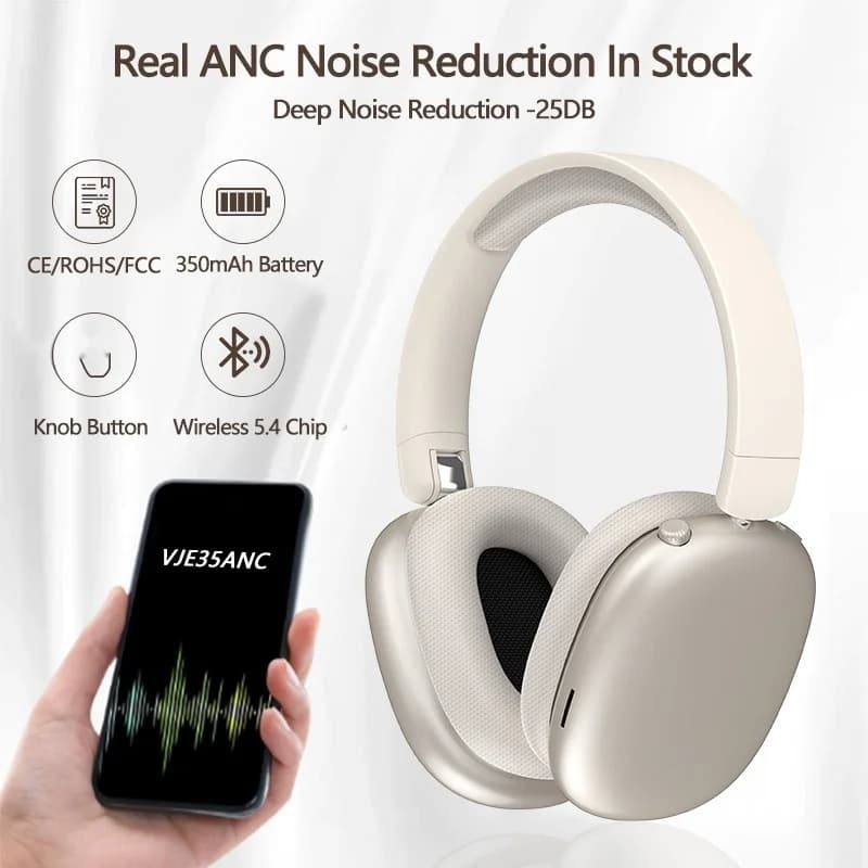 Cuffie Wireless Bluetooth con Cancellazione Attiva del Rumore e Microfono