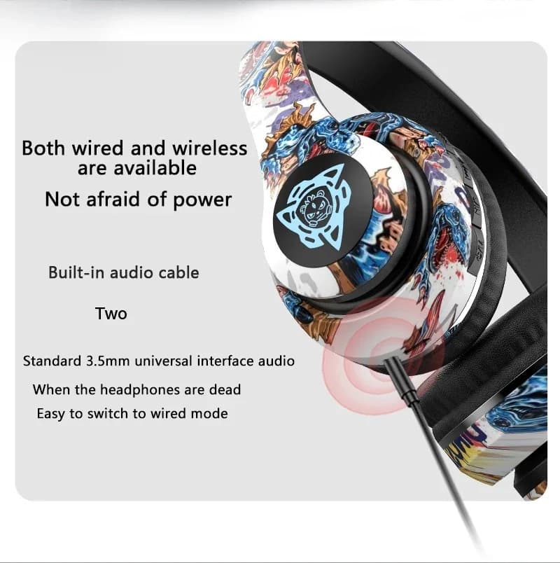 Cuffie Wireless Over-Ear Graffiti con Radio FM e Slot TF