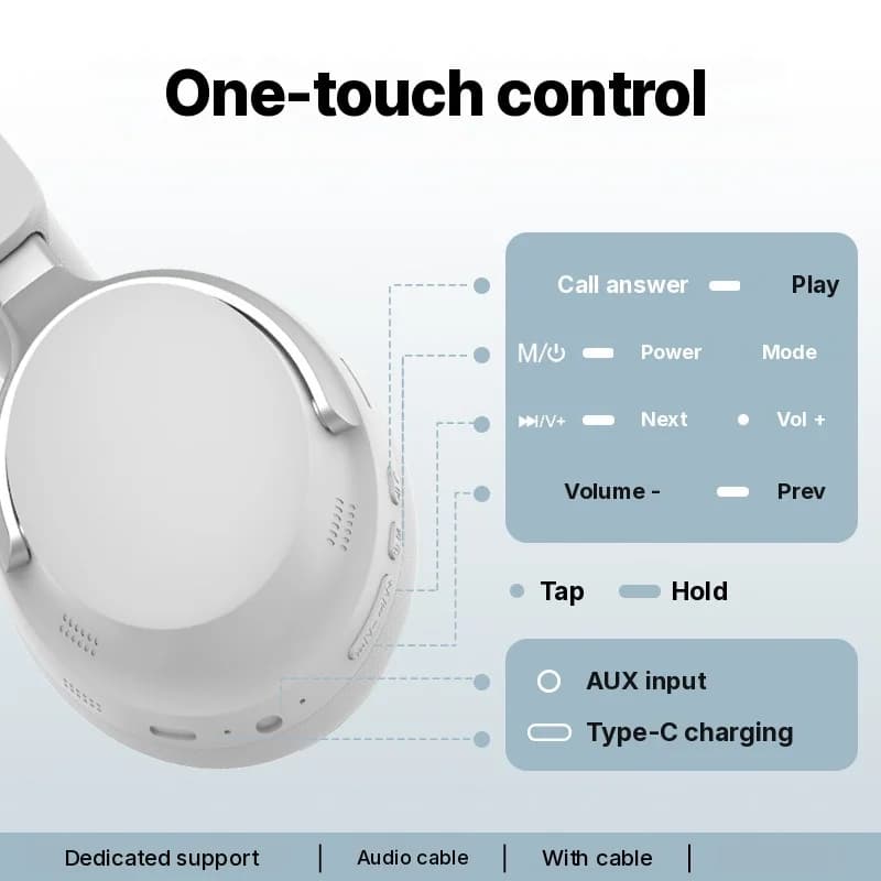 Cuffie Wireless Circumaurali con Radio FM e Lunga Autonomia