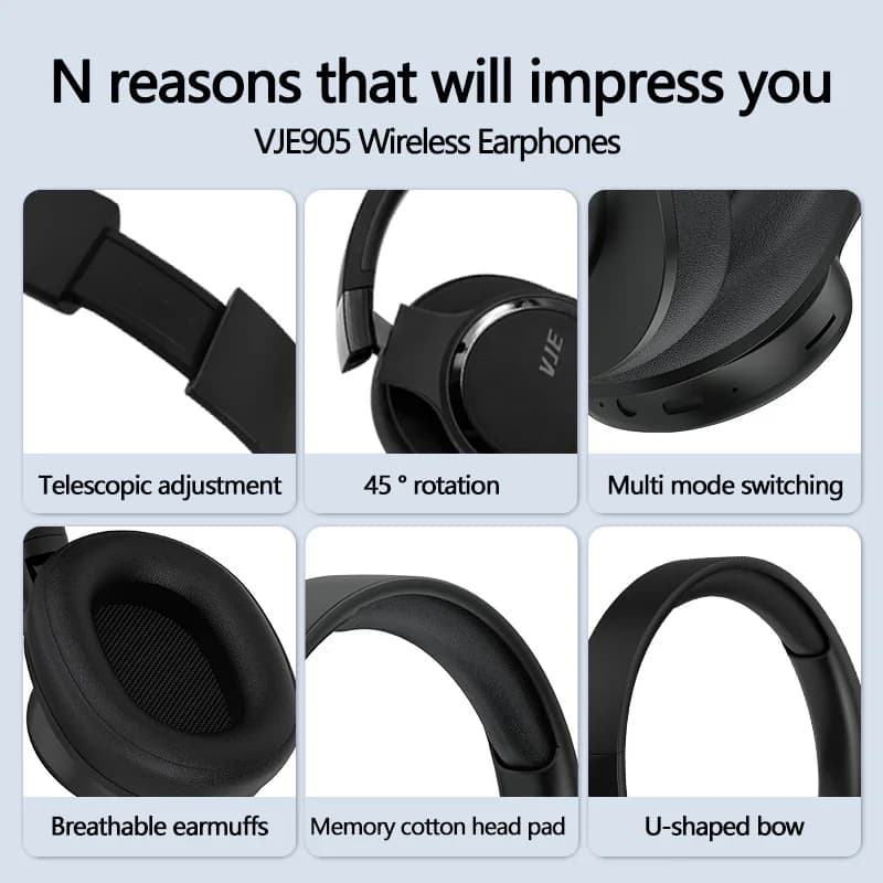 Cuffie Wireless Bluetooth Over-Ear con Microfono e Bassi Profondi