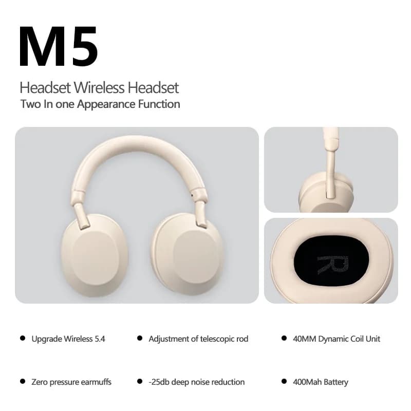 Cuffie Wireless con Cancellazione Attiva del Rumore Bluetooth 5.4 Over-Ear