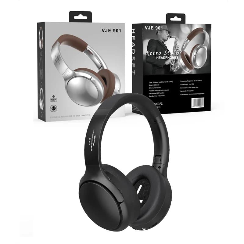 Cuffie Bluetooth Retro Over-Ear con Radio FM e Modalità Cablata